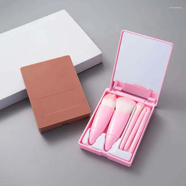 Pennelli Trucco Mini Pennello Portatile Morandi Box 5 Pezzi Con Specchio Girl Heart Set Da Viaggio