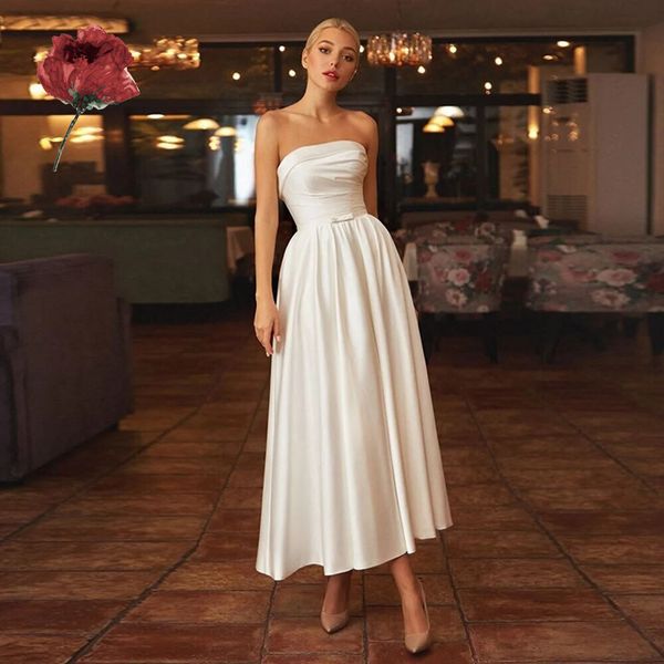 Weiße kurze Brautkleider ärmellose Partykleider nach Maß Cocktail Robes De Brides Hochzeitskleid formale Frauen Vestidos