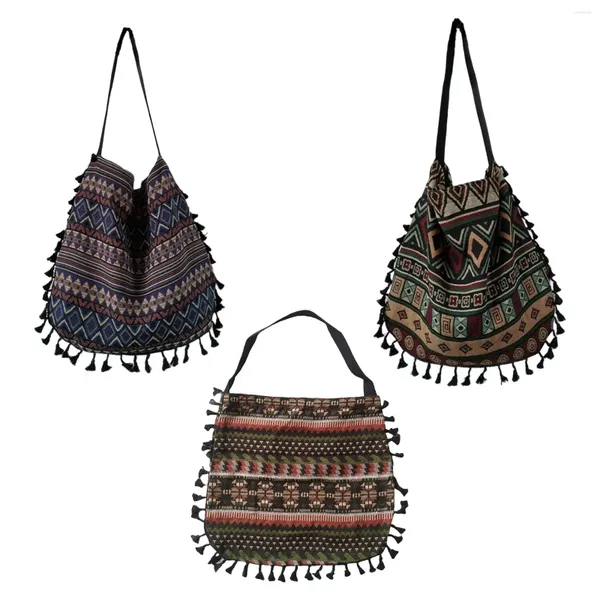 Abendtaschen Ethnische Style -Umhängetasche Frauen Schläfe Bohemian Rand Touristenhandtasche