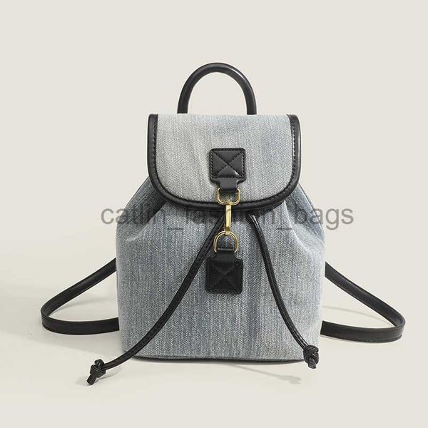 Backpack Style Denim Fabric Backpack Women's 2023 New Western Versatile Backpack Book Bagcatlin_Fashion_Bags