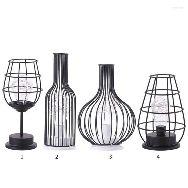 Nachtlichter 69HC Retro Iron Art Tischlampe für kreative hohle minimalistische Leselampe Schlafzimmer Schreibtischbeleuchtung Home Living Room Store