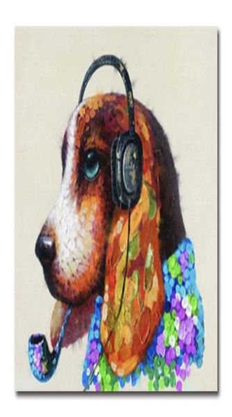 Decorato Immagine astratta Pittura artistica su tela Dipinta a mano Animale cane Dipinto ad olio Divano Decorazione della parete Camera da letto per bambini colorfu7364610