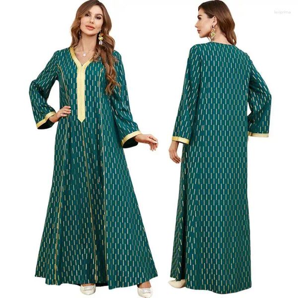 Abbigliamento etnico Dubai Abaya Abiti marocchini Eid Abito verde da donna musulmano Arabia Robe Islamico Femme Kaftan Style Musulman Jilbab