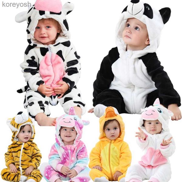 Pijamas 2022 inverno recém-nascido roupas de bebê ropa bebe raposa vaca pijamas menino macacão crianças panda traje para menina macacão infantil 3 9 12 meses l231109