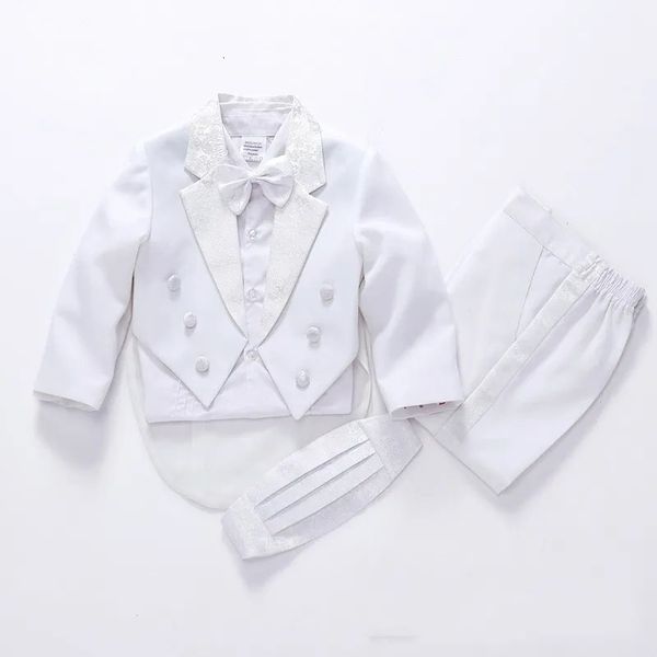 Takımlar Yaz Resmi Çocuk Giysileri Erkekler için Düğün Takım Partisi Vaftiz 1-4T bebek vücut takım elbise 5 parçalı 231108