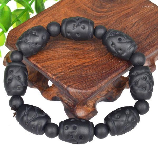 Strand Drop Carve Black Stone Needle Bracciali Balckstone all'ingrosso per gioielli moda uomo e donna