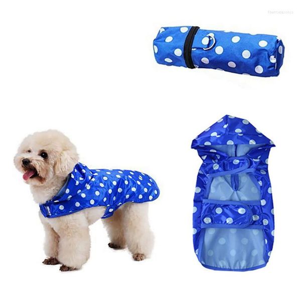 Vestido de cachorro moda criativa capa de chuva cães impermeabilizados roupas de cachorro azul capa de casaco de chuva para pequeno cachorrinho de cachorro chuvoso com capuz