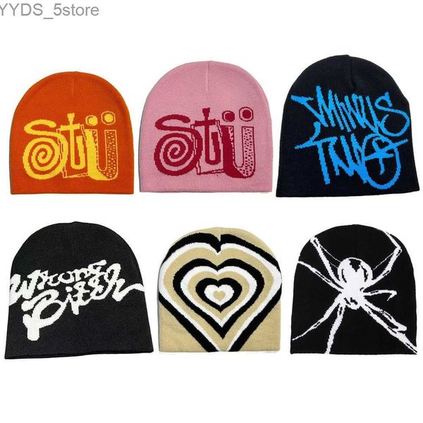 Beanie/Totenkopf-Kappen, Strickmütze, Beanie-Mütze, Y2k-Mützen, modischer Druck, für Männer und Frauen, warme Wintermützen, modische Wolle, kalte Kappen, Unisex-Zubehör, YQ231108