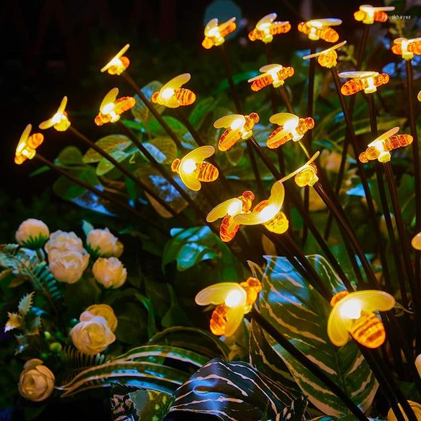 6/8/10LED luz solar ao ar livre decoração do jardim luzes da paisagem abelha borboleta lâmpadas de gramado casa de campo varanda decoração lâmpada