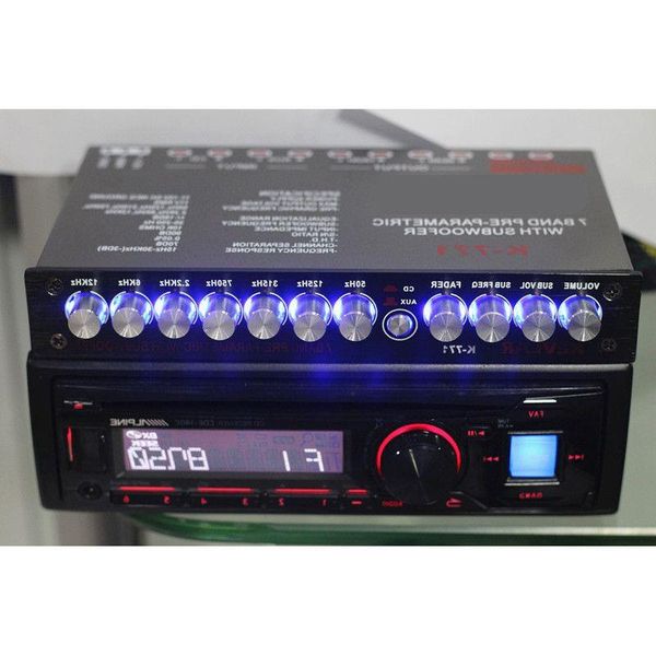 Бесплатная доставка 7-сегментный эквалайзер автомобильный аудио эквалайзер тюнинг кроссовер усилитель автомобильный эквалайзер DC 12 В D3-008 Amxuw