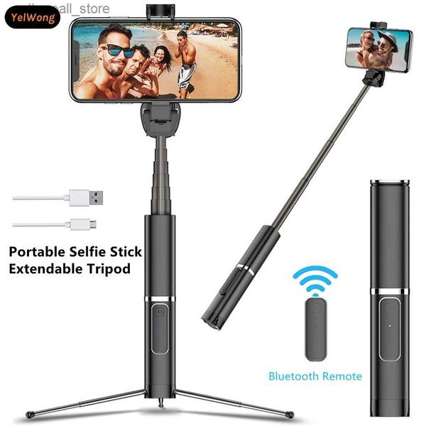 Selfie Monopods YelWong Mini Portátil Selfie Stick Expansível Suporte de Tripé Oculto Suporte de Telefone Sem Fio Bluetooth Suporte de Câmera Dobrável Remoto Q231110