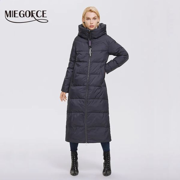 Parkas femininas Miegofce inverno mulheres outwear parka super longo quente e à prova de vento casaco de algodão com zíper e jaquetas de gola alta D21679 231109