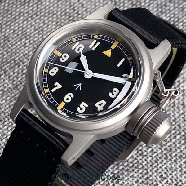 Relógios de pulso Vintage Tandorio 36mm Relógio Automático para Homens Cúpula Safira Cristal NH35 PT5000 Caixa Jateada Luminosa 200m Água