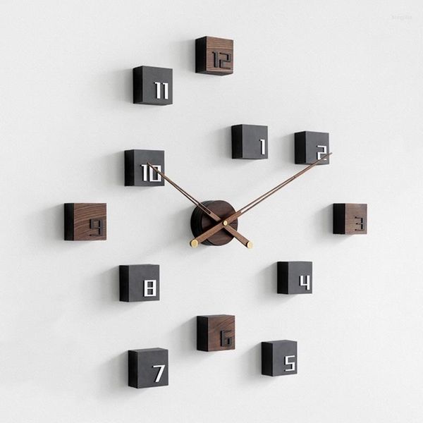 Relógios de parede madeira nórdica relógio grande moderno decoração silenciosa decoração de casa luxurosa relógio de lúciado sala de decoração idéias de presentes