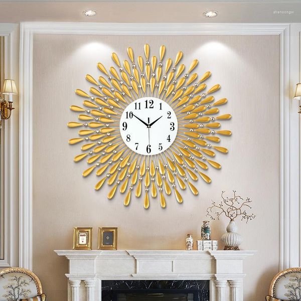 Duvar Saatleri 2023 Kristal Güneş Modern Stil Sessiz Saat 38x38cm Ürün Oturma Odası Ofis Ev Dekorasyonu