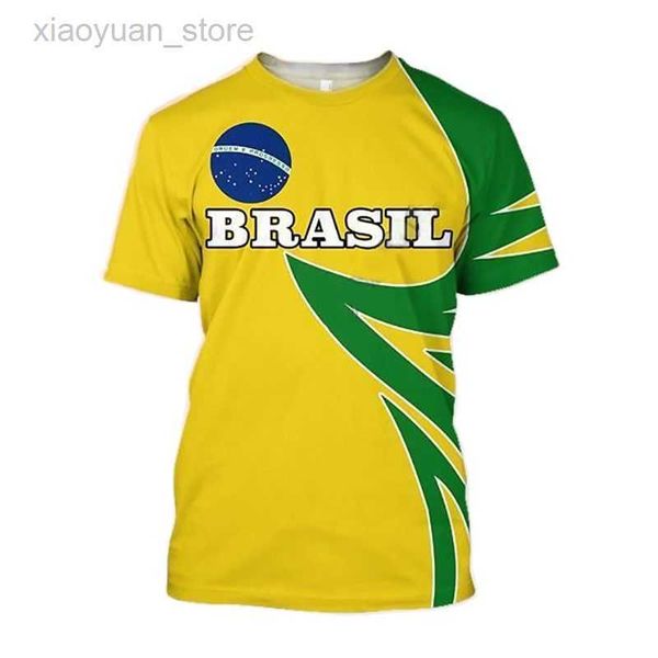 Herren T-Shirts Brasilien T-Shirts für Männer 3D-Brasilien-Flaggendruck Coole Herrenbekleidung O-Ausschnitt Mode Halbarm Herren T-Shirts Große Größe Tops T-Shirts M230409