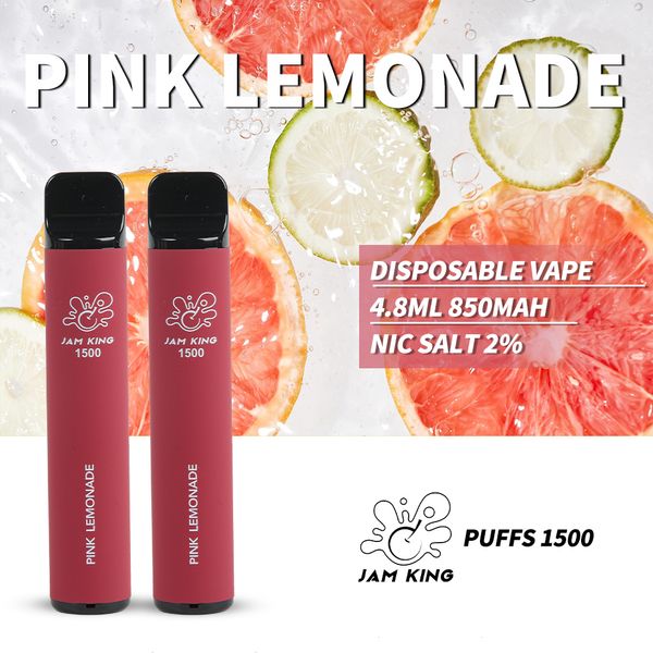 Orijinal Jam Kralı 1500 Vapes Tek Kullanımlık E Sigara Almanya Deposu 4.8ml Meyve Suyu Tadı 850mAh Batter