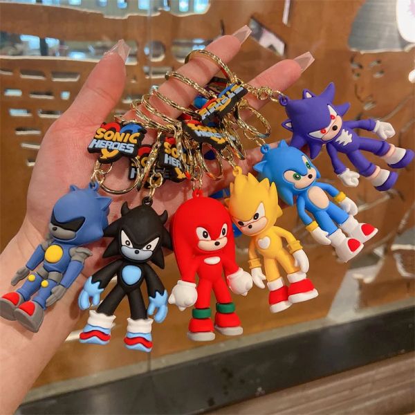 Sonic carro chaveiro casal saco pingente pequeno presente chaveiro para meninas anime chaveiro