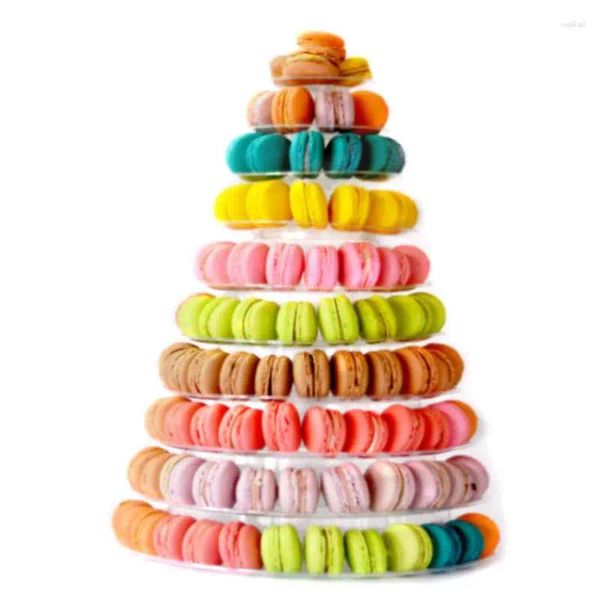Ferramentas de cozimento 10 camadas macarons torre exibição bolo de casamento ferramenta de decoração cupcake macaron suporte bandeja fondant donuts titular