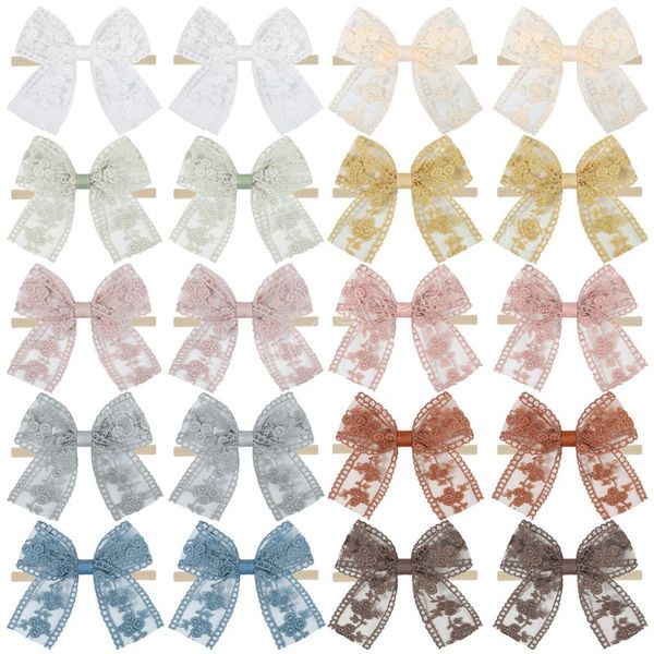 Lace Bows Nylon Stirnband für Mädchen Neugeborenes Baby elastisches weiches Haarband Kinder neue Haarschmuck Großhandel Headwear Geschenk