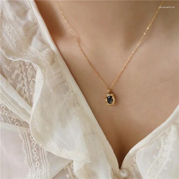 Ожерелья с подвесками, французское элегантное винтажное ожерелье с черным цирконом для женщин и девушек, модные простые ювелирные изделия, подарок, оптовая продажа
