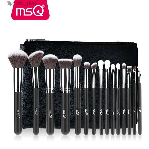 Pennelli per trucco MSQ Professional 15 pezzi Pennelli per trucco Set Fondotinta in polvere Ombretto Kit pennelli per trucco Cosmetici Capelli sintetici Custodia in pelle PU Q231110