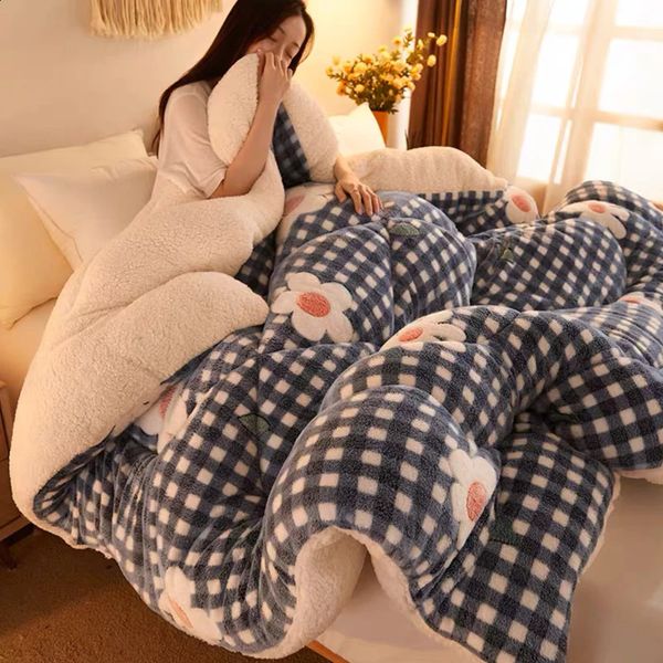 Set di biancheria da letto Twin/Queen/King Size patchwork Trapunte spesse e calde Piumino per la casa Flanella stampata di lusso Coperta invernale Biancheria da letto Trapunta trapuntata 231110