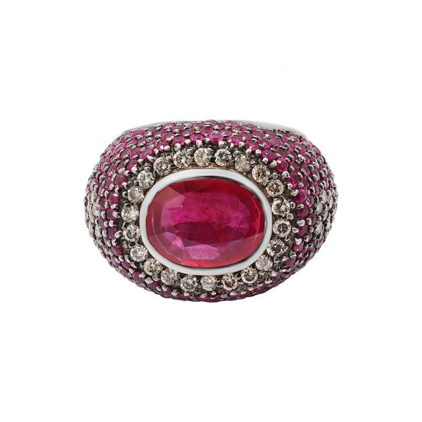Ovaler Ring aus natürlichem Rubin und Diamant für Damen, wunderschöner handgefertigter Sterlingsilber-Schmuck für Sie, bestes Hochzeitsgeschenk