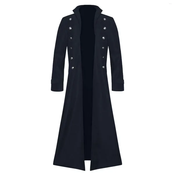 Giubbotti da uomo Inverno Capispalla spesso Cappotto caldo maschile Giacca vintage Cappotto uniforme di moda medio lungo Steampunk 2023 Abbigliamento