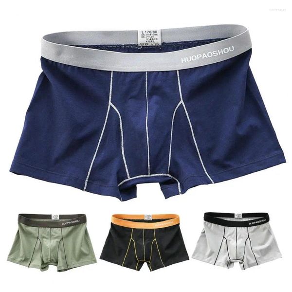 Underpants Männer Boxer weich atmungsaktive Herren Boxer u konvexe mittlere Taille Schnell trocken anti-septisch elastische Feste Farbunterwäsche