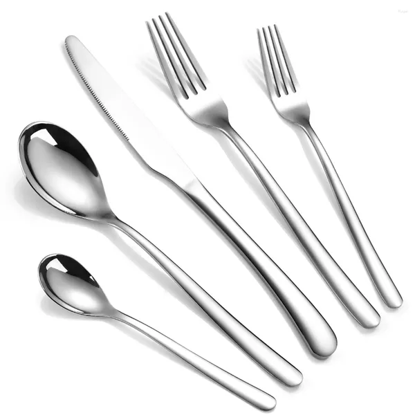 Conjuntos de louça de luxo de alta qualidade 20pcs conjunto de talheres de prata casa el utensílios de mesa de aço inoxidável garfo faca colher talheres