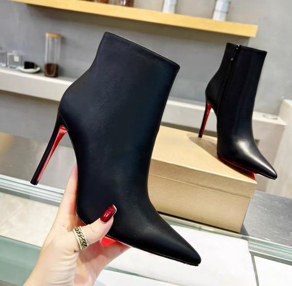 Tasarımcı Kadın Botlar Marka Yüksek Topuk Ayak Bileği Botları Moda Martin Boot Kış Kış Orijin Deri Kaba Yüksek Topuk Ayakkabı Lüks Çöl Top Zip Boyut 35-41