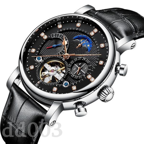 Designer Herrenuhr schwarz Damenuhren Party Handaufzug Automatik mechanisch Montre Homme Skelett zarte Luxusuhr Tourbillon Naturleder SB042 C23