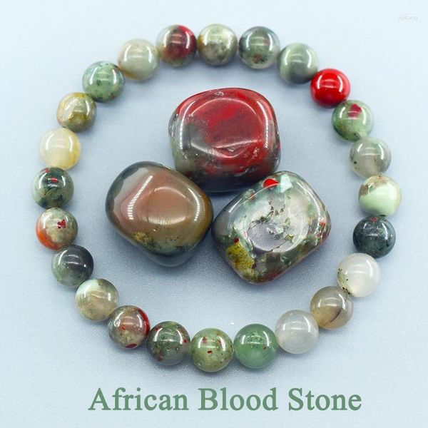 Link pulseiras natural africano sangue pedra contas pulseira homens mulheres energia cura yoga meditação jóias lapis lazuli grânulo presente