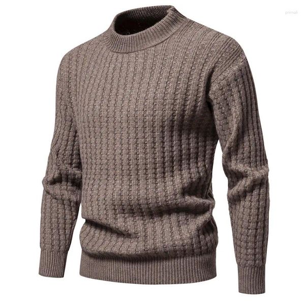 Maglioni da uomo 2023 Autunno/Inverno Semplice Mezza Collo Alto Maglia Elastica Camicia Rotonda Pullover Maglione Interno Tie-up