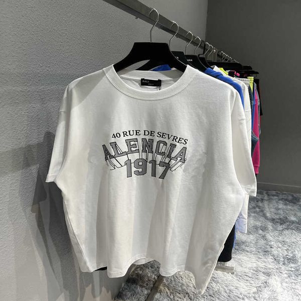 2023 New Designer Damen T-Shirt High-End-Shirt High Version Front 1917 Tear Glue Crack Effect Unisex Casual T-Shirt Sleeve