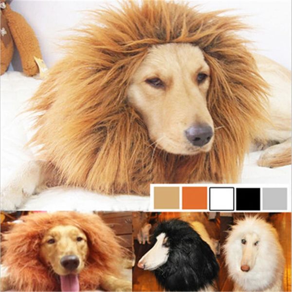 Abbigliamento per cani Divertente cappello per cani grande Costume Parrucca con criniera di leone Abbigliamento per cane Natale Halloween Animale domestico Vestirsi con orecchie o senza orecchie Costume 231109