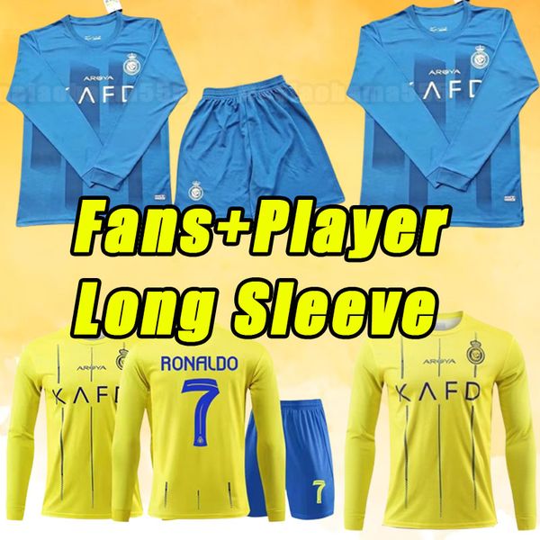 Maglie da calcio a maniche lunghe Al Nassr FC 2023 2024 Casa lontano Ronaldo MANE 23 24 CR7 Gonzalo Martinez Talisca Ghislain Konan Vincent Aboubakar Maglie da calcio Al-Nassr