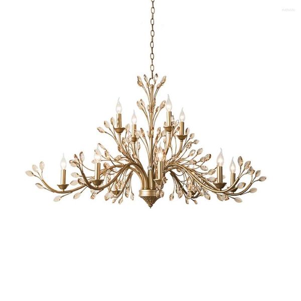 Lustres de lustre de lustre de lustre de ouro de luxo Plafonnier Led Plafonnier para a sala do quarto Cristal Hanglamp