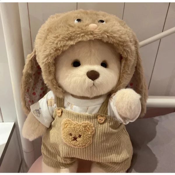 Plüschpuppen, 30 cm, handgefertigtes Teddybär-Spielzeug, niedliche wechselnde Kleidung, gefüllte kleine braune, kuschelige Plüschpuppe für Kinder, Weihnachtsgeschenke 231109