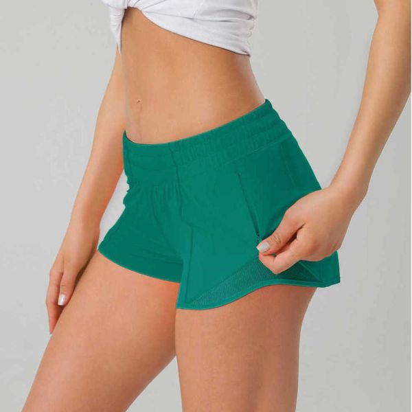 Lulus Womens Summer Yoga Hotty Hot Shorts respirável Quick Drying Sports Underwear Womens Pocket Running Fitness Pants Princess Sportswear Motion current 82ess