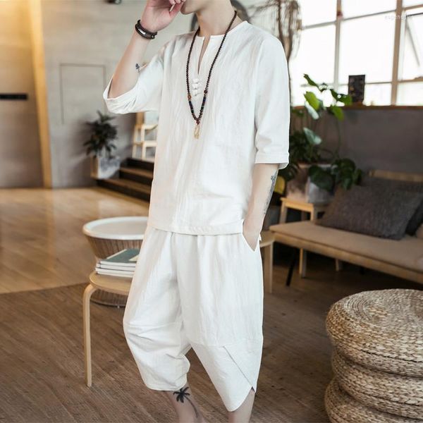 Tute da uomo Moda casual Abito da uomo T-shirt a maniche corte in cotone estivo stile cinese