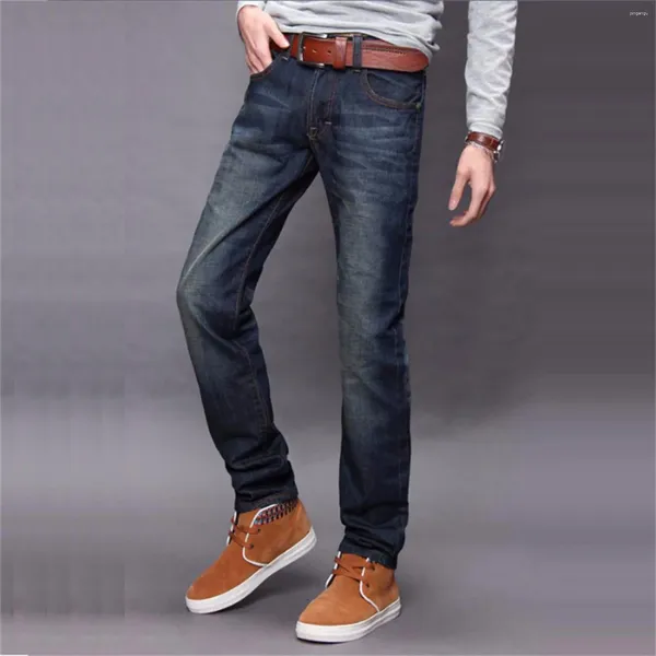 Jeans masculinos perna reta denim conforto estiramento relaxado ajuste masculino original streetwear grosso roupas casuais