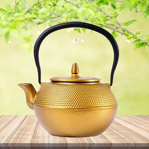 Бутылки для воды 12л чугунный чайник Золотая капля дождя чайник большой емкости горшок с ручкой для кипячения в японском стиле для здоровья 231109