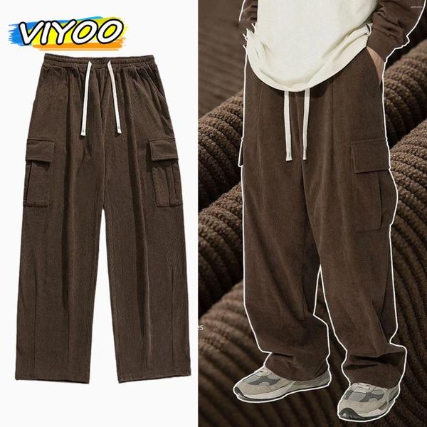 Pantaloni da uomo Y2K Hip Hop Jogging Casual Baggy Cargo Mens Pantaloni sportivi in velluto a coste Retro Streetwear Moda Harajuku Pantaloni