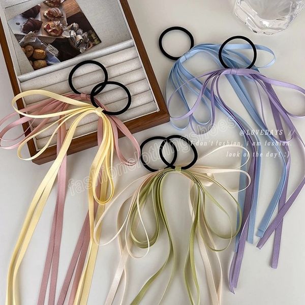 Nastri per capelli con fiocco lungo Fiocco per capelli Streamer extra lungo Coda di cavallo Corda per capelli Nastro Elastici fatti a mano Fascia elastica per capelli da donna