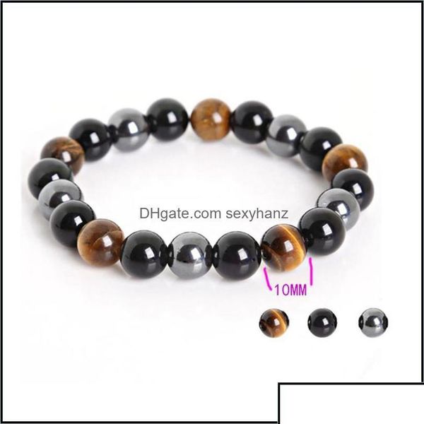 Bracelets de charme Biço de joias Tigre Hematita Black Obsidian Stone Bracelete para mulheres Presente Homens PDOWY Drop Delivery Dh1L3