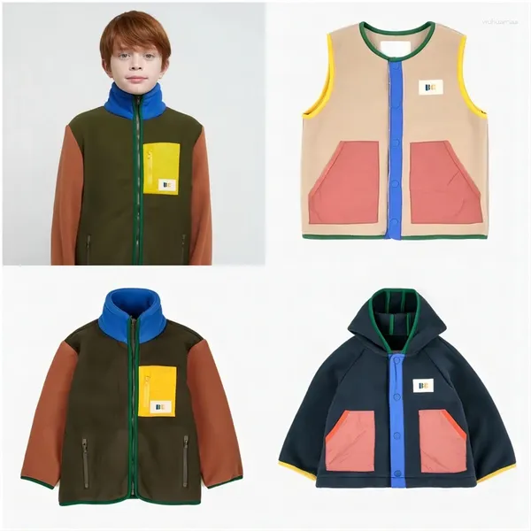 Куртки, предпродажа (отправка в октябре), осень 2023 г., детская флисовая куртка для мальчиков и девочек, зимняя одежда для маленьких девочек, пальто с капюшоном, жилет без рукавов