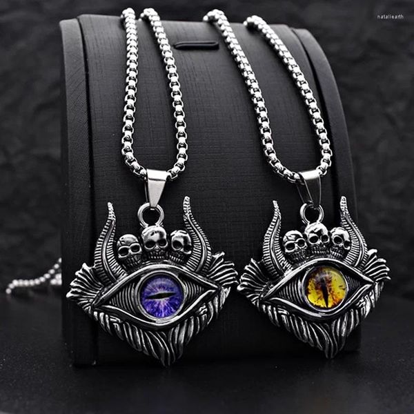 Ожерелья с подвесками, винтажное ожерелье с Дьявольским глазом, черепом, мужское и женское ожерелье в стиле хип-хоп, аксессуары для одежды с драгоценными камнями