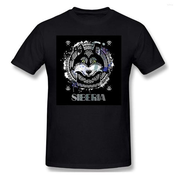 T-shirt da uomo T-shirt grafica etnica Siberian Husky T-shirt da uomo a maniche corte in cotone al 100%.